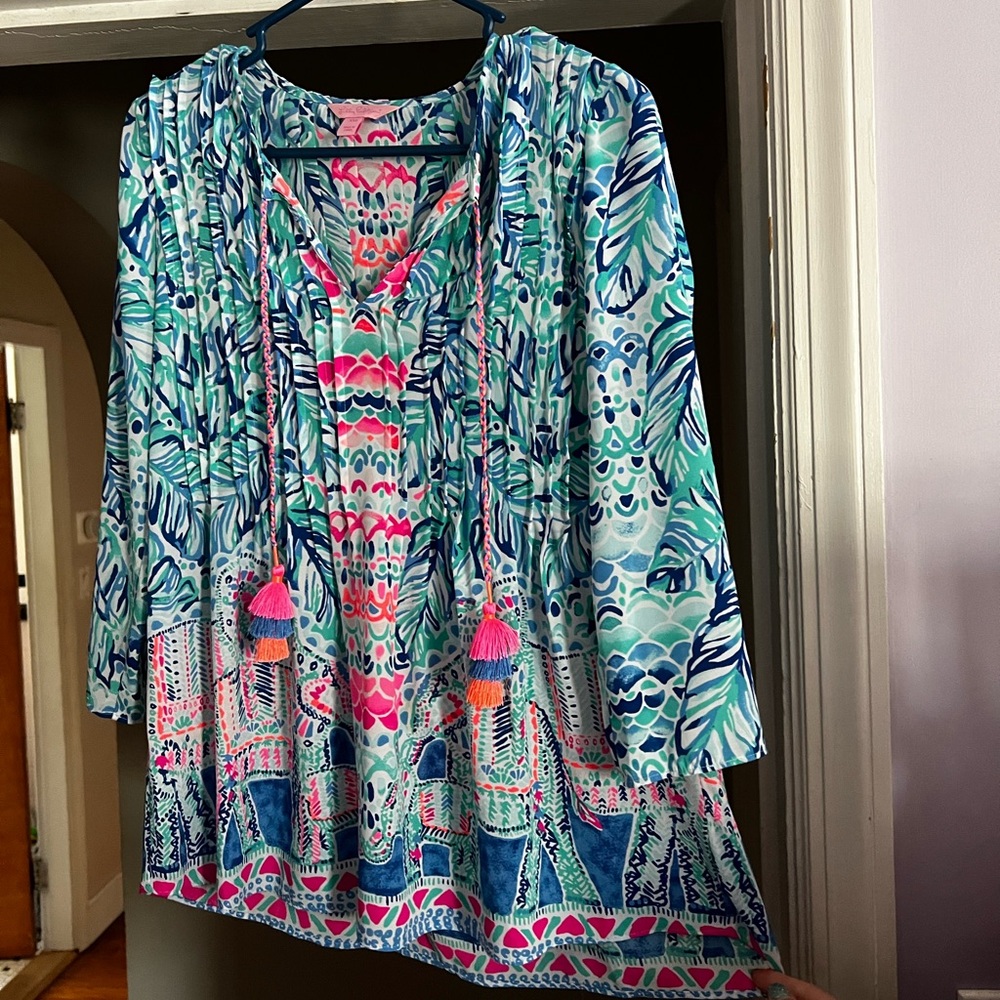 Colorful Patterned Tunic with Tassels